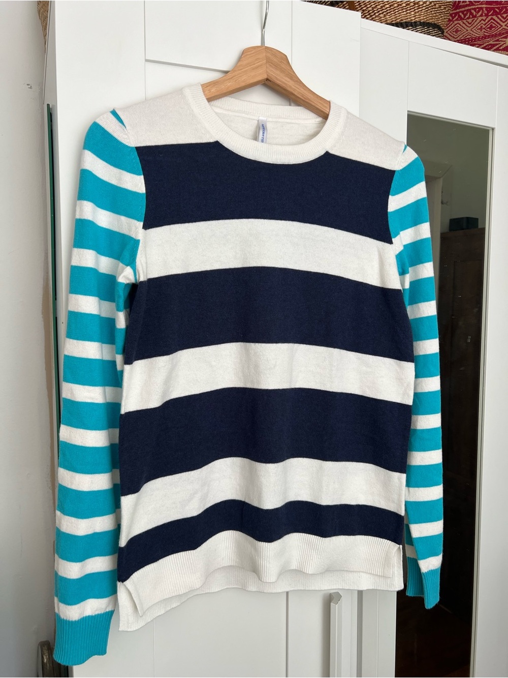Southern Tide Navy Rugby striped Crewneck Sweater